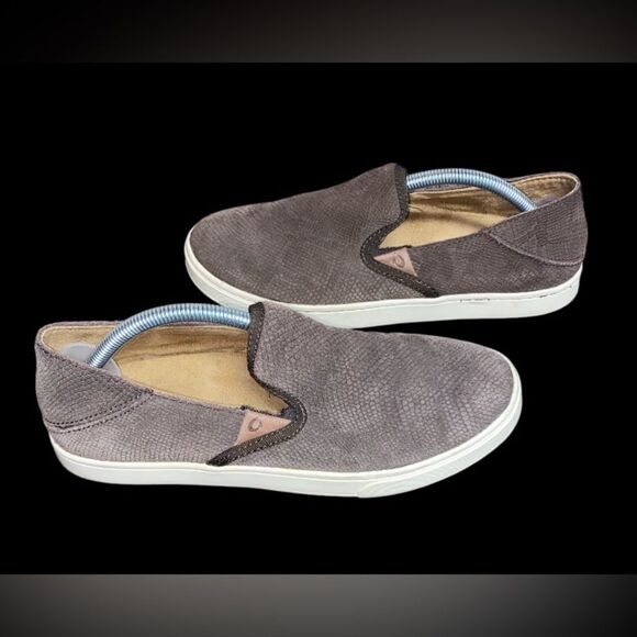 Olukai Pehuea Leather Slip On’s Brown Women’s Sz 8 Play Condition - Picture 1 of 5